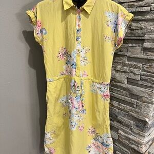 Joules yellow floral sun dress with drawstring waist size US 6